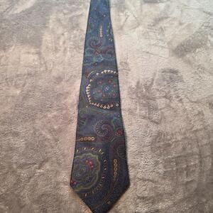 Pierre‎ Balmain Tie Mens One Size Blue Paisley Woven 100% Silk Italy Necktie 58"